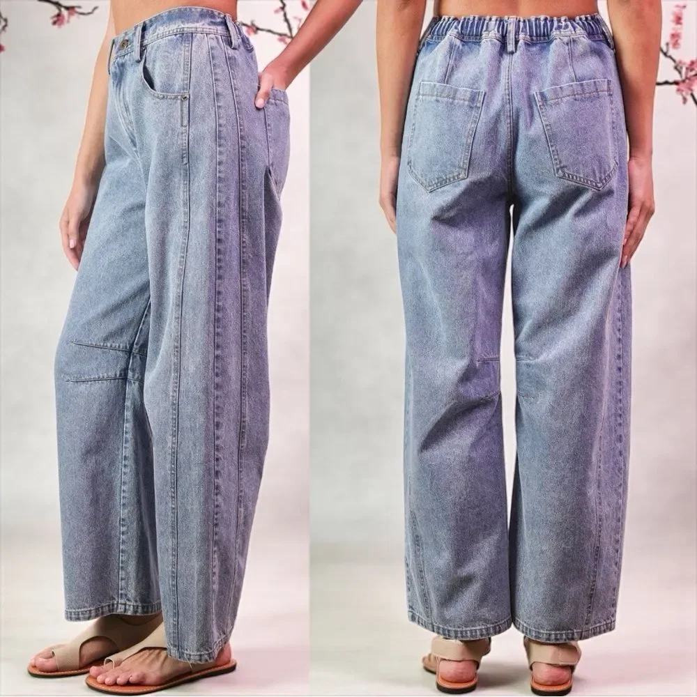 Mid Rise Wide Leg Barrel Jeans Size Large - Very J - NWT - Picture 5 of 12